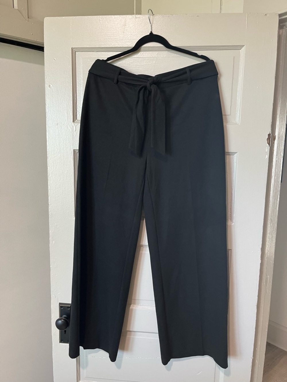Classic Black Wide-Leg Tie-Waist Pants